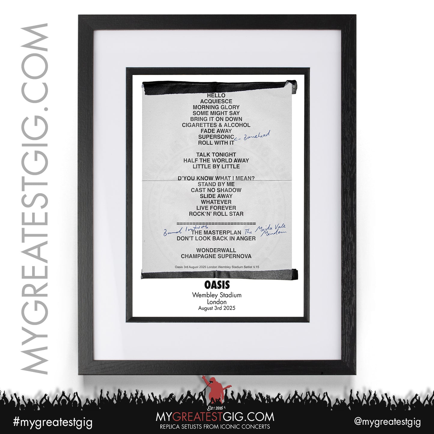 Oasis - Live '25 Tour 2025 - Replica Setlist Posters