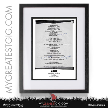 Oasis - Live '25 Tour 2025 - Replica Setlist Posters