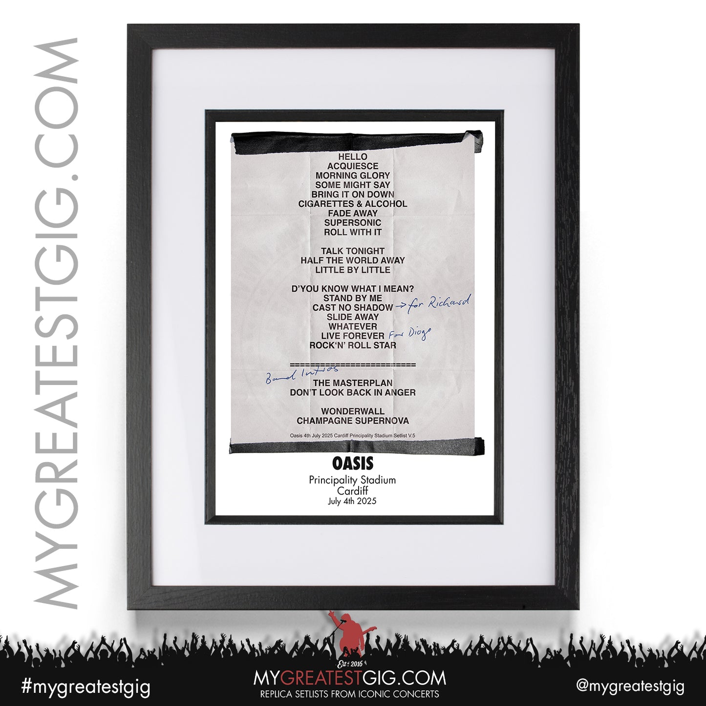 Oasis - Live '25 Tour 2025 - Replica Setlist Posters