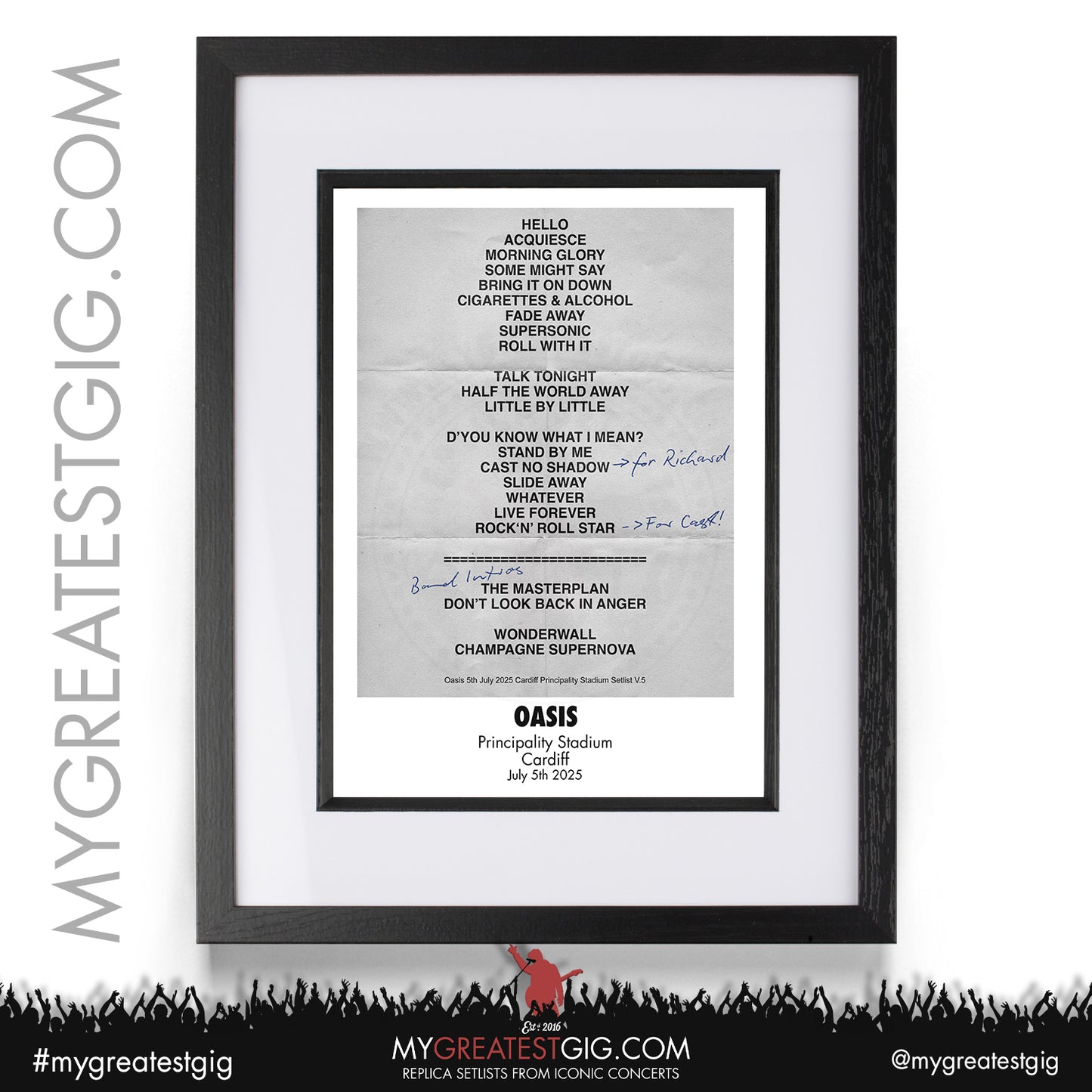 Oasis - Live '25 Tour 2025 - Replica Setlist Posters