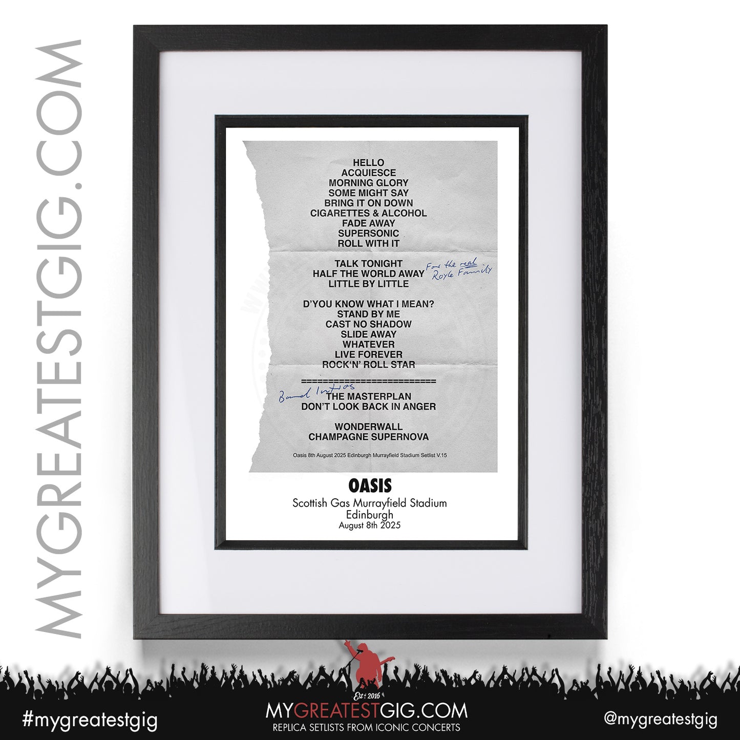 Oasis - Live '25 Tour 2025 - Replica Setlist Posters