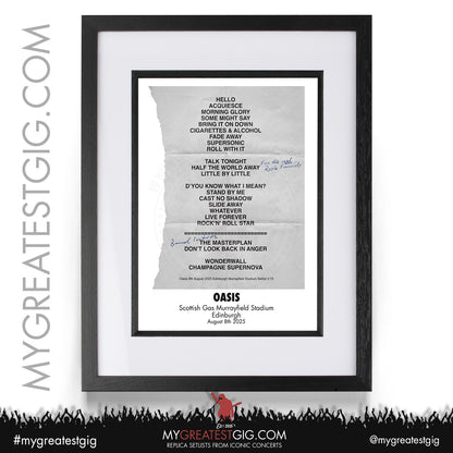Oasis - Live '25 Tour 2025 - Replica Setlist Posters