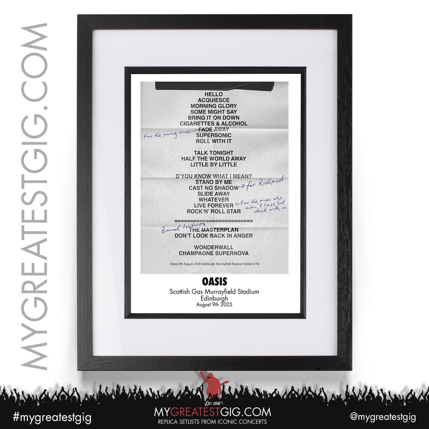 Oasis - Live '25 Tour 2025 - Replica Setlist Posters