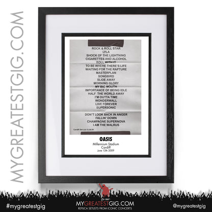 Oasis - Cardiff - June 12th 2009 Replica Setlist Poster