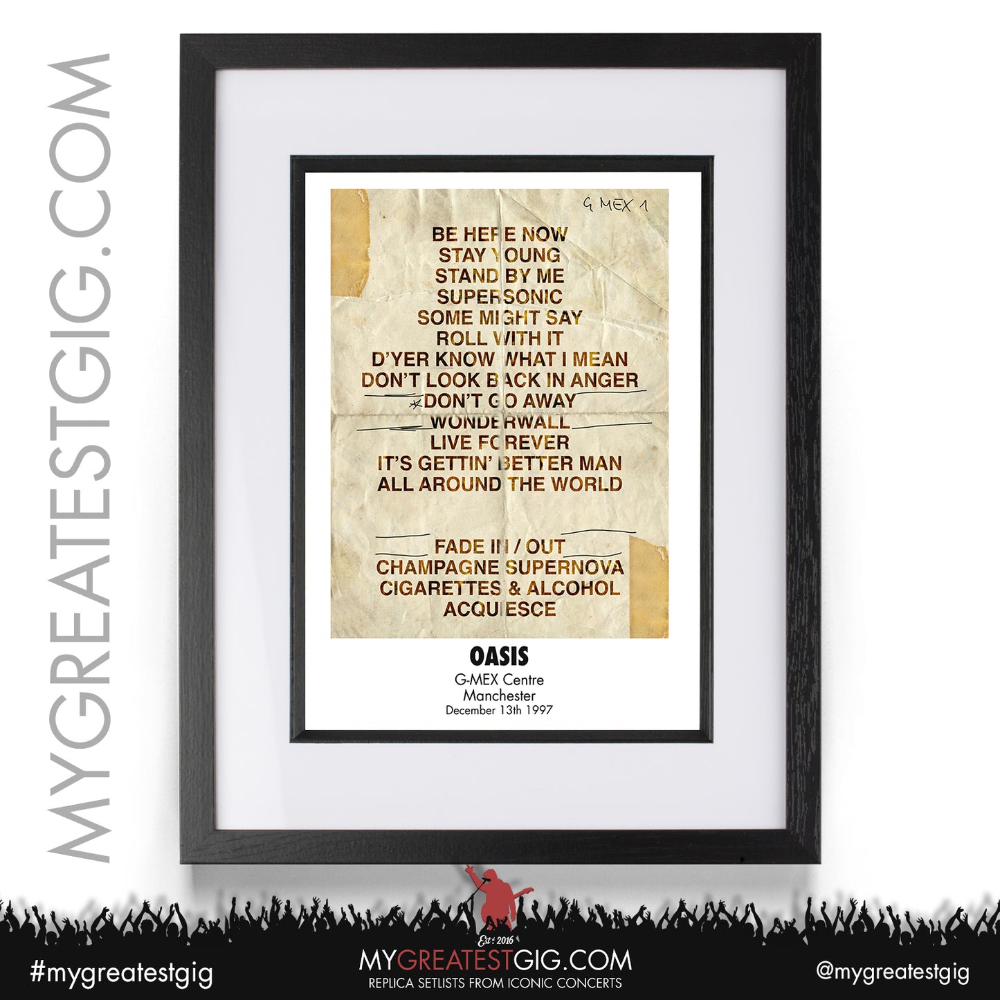 Oasis - Manchester G-Mex - December 13th / 14th 1997 Replica Setlist Posters
