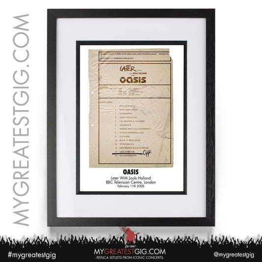 Oasis - Later with Jools Holland - February 11th 2000 Replica Setlist Poster