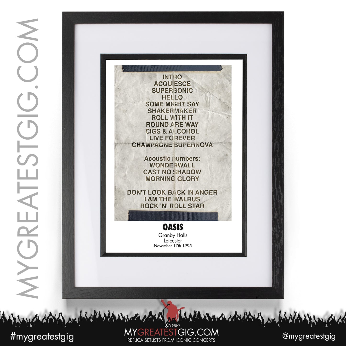 OASIS - Leicester - Nov 17th 1995 Recreated Set List Poster