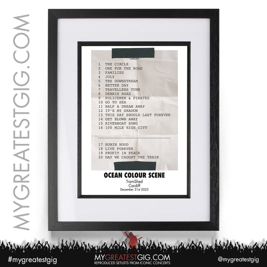 Ocean Colour Scene - Cardiff - December 31st 2023 Recreated Setlist Poster