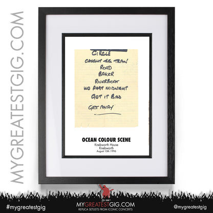 Ocean Colour Scene - Knebworth - August 10th 1996 Replica Setlist Poster