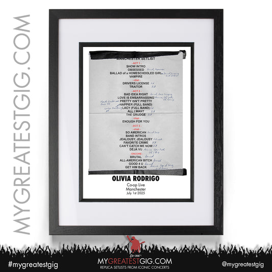 Olivia Rodrigo - GUTS World Tour: Spilled 2025 - Replica Setlist Poster