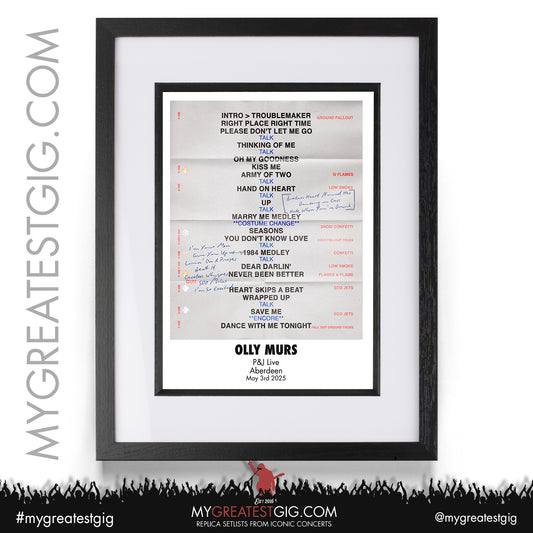 Olly Murs - 15 Years Of Hits - 2025 Replica Setlist Posters