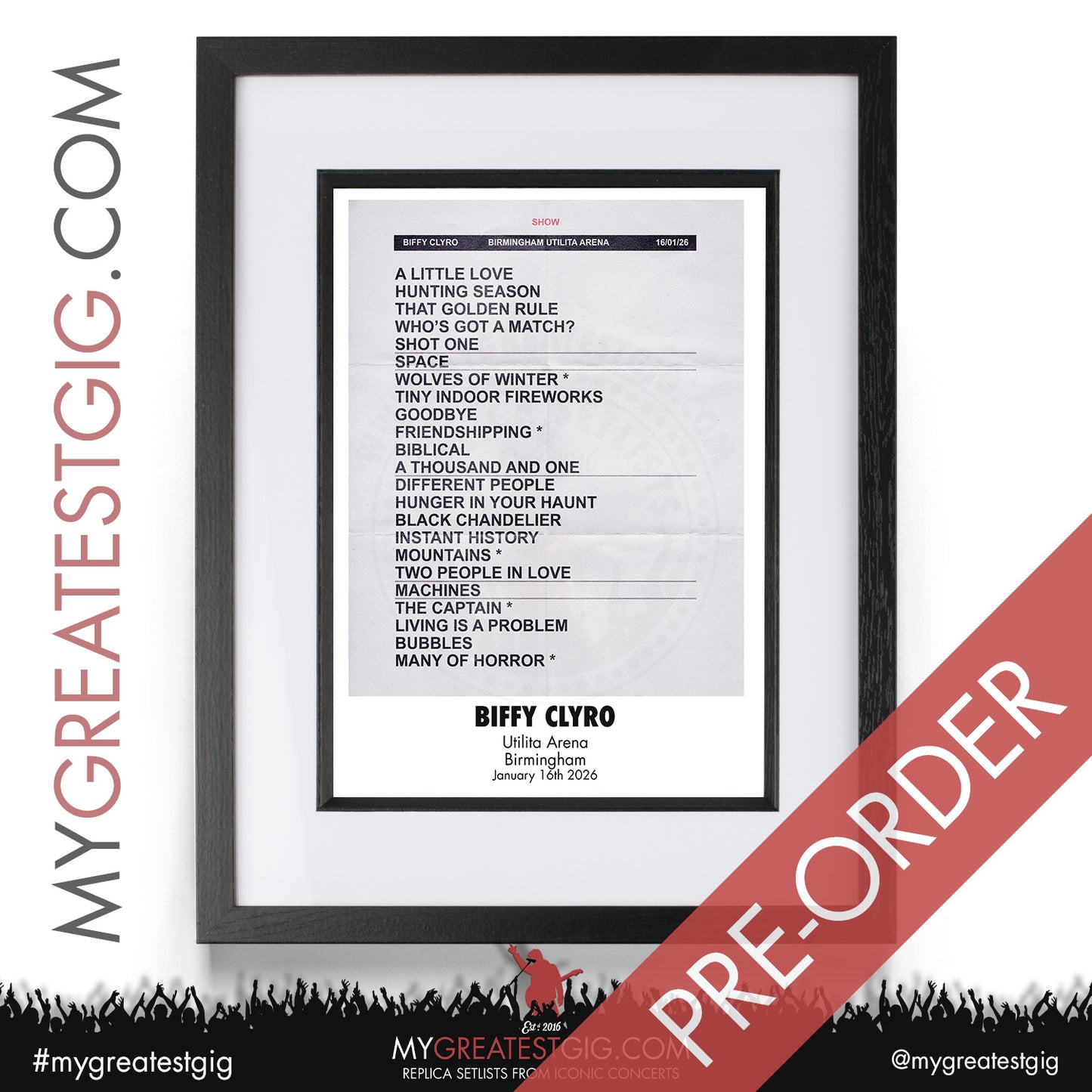 Biffy Clyro - Futique Tour 2026 - Replica Setlist Posters