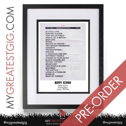 Biffy Clyro - Futique Tour 2026 - Replica Setlist Posters