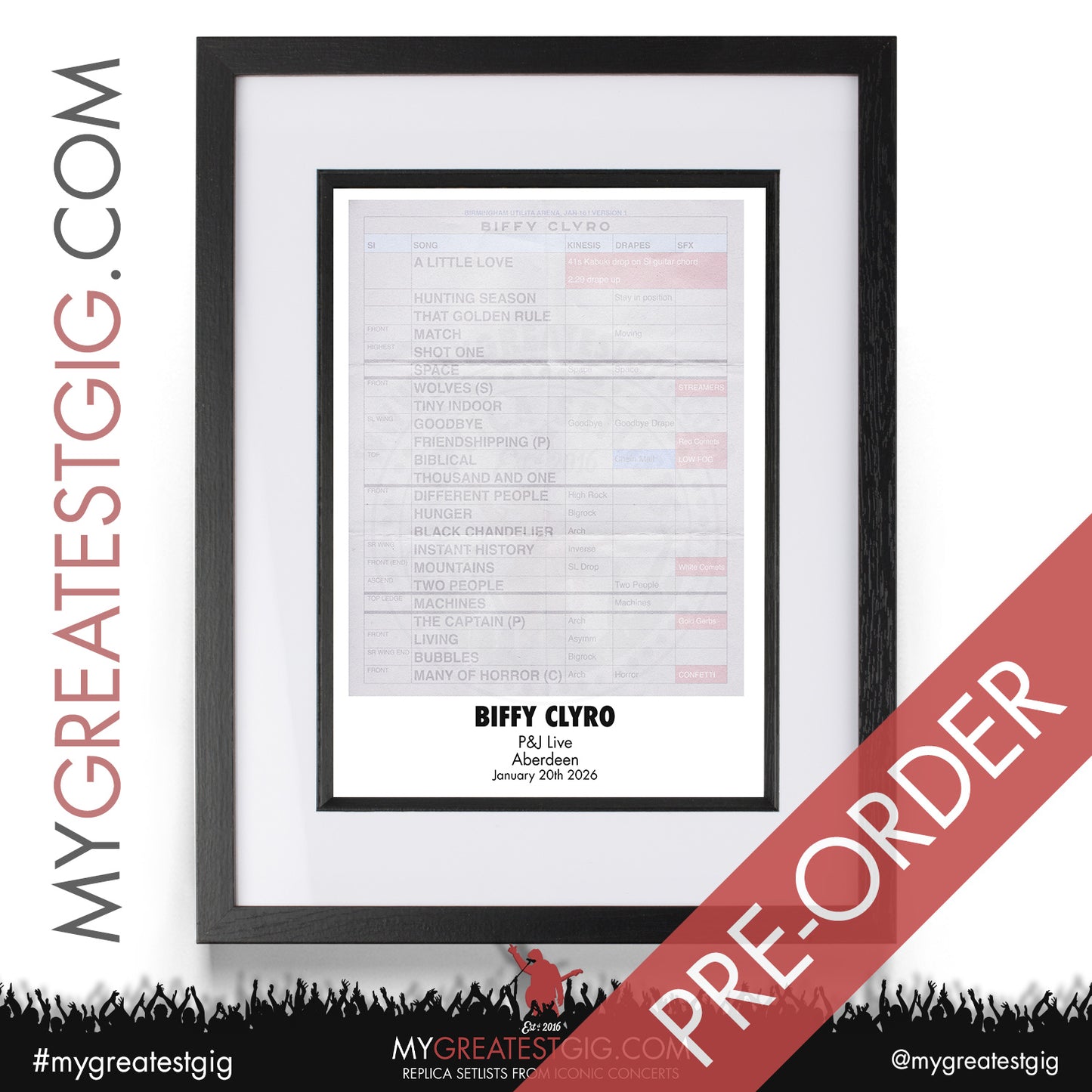 Biffy Clyro - Futique Tour 2026 - Replica Setlist Posters