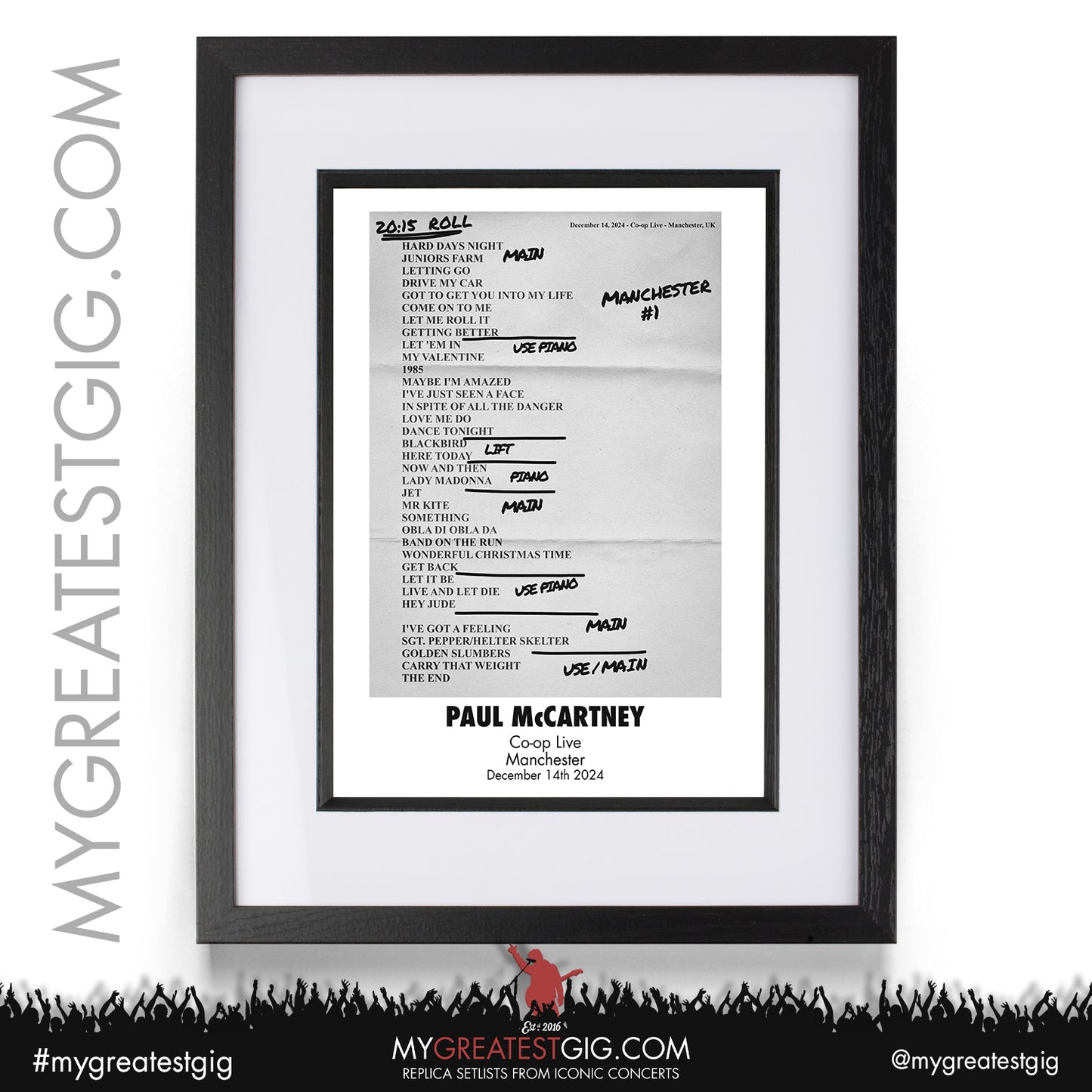 Paul McCartney - Got Back Tour - December 2024 Replica Setlist Posters