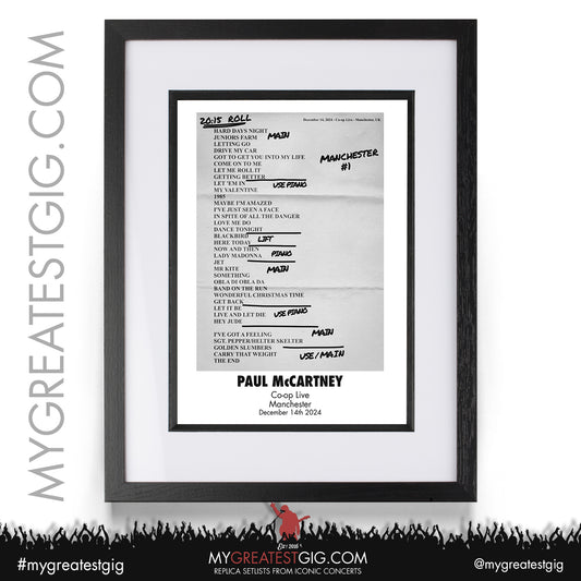 Paul McCartney - Got Back Tour - December 2024 Replica Setlist Posters