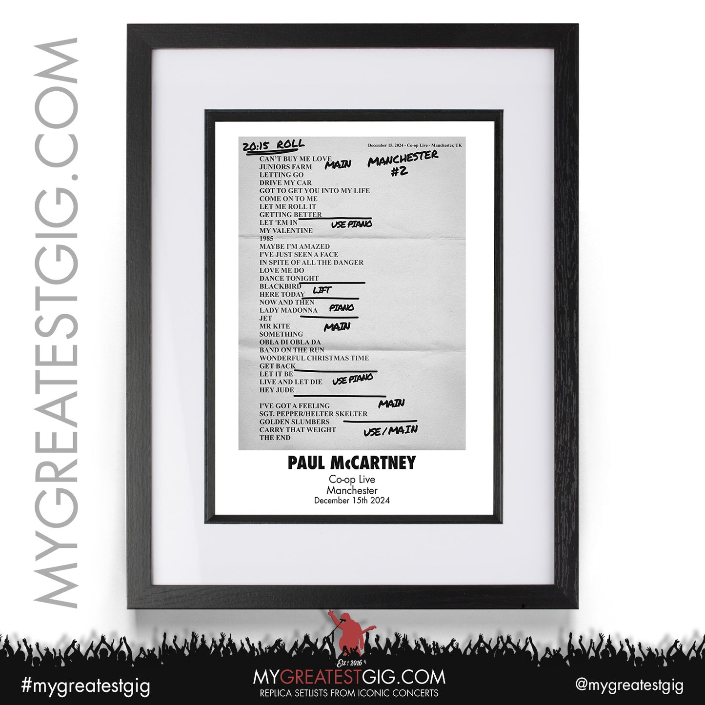 Paul McCartney - Got Back Tour - December 2024 Replica Setlist Posters