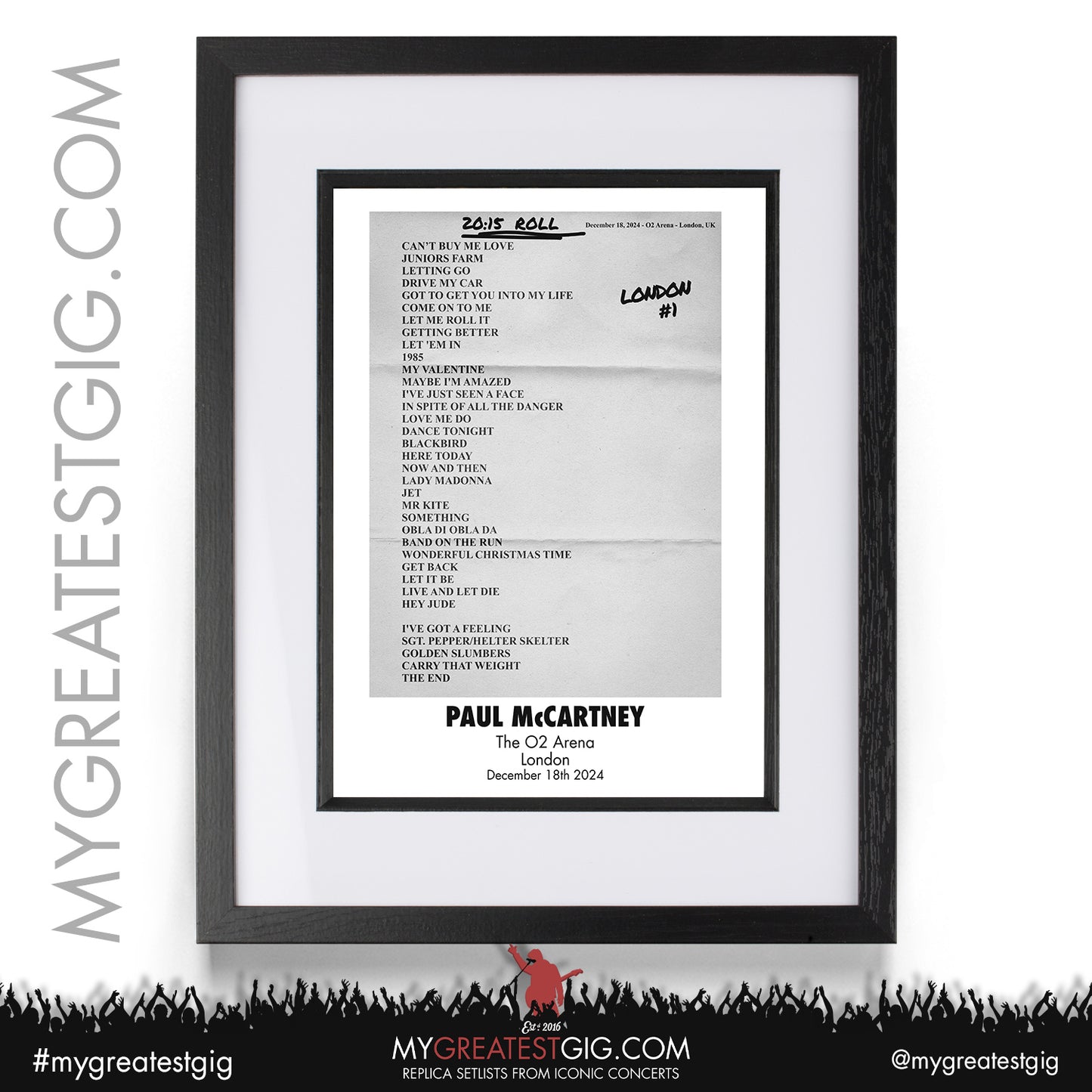 Paul McCartney - Got Back Tour - December 2024 Replica Setlist Posters