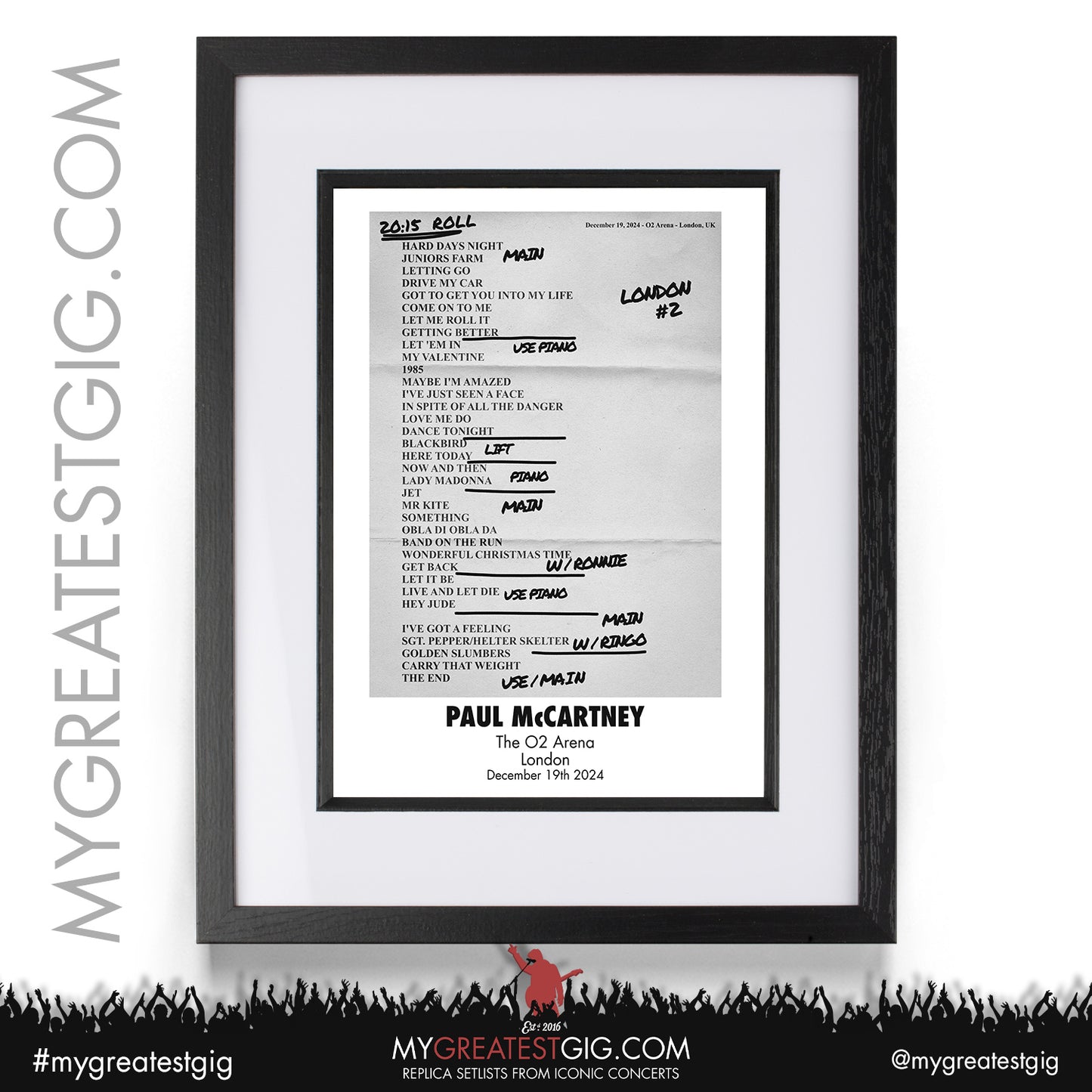 Paul McCartney - Got Back Tour - December 2024 Replica Setlist Posters