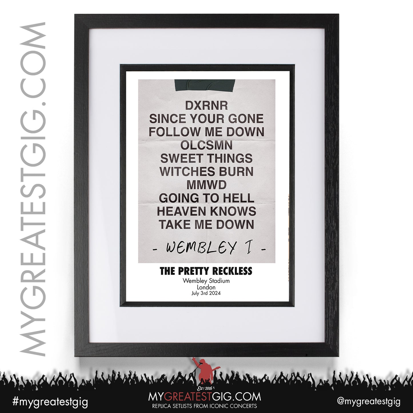 The Pretty Reckless - Wembley Stadium - July 3rd / 7th 2024 Replica Setlist Poster