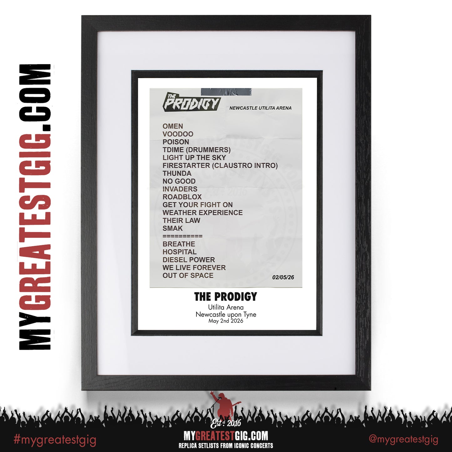The Prodigy - Warrior's Dance Tour 2026 -  Replica Setlist Posters