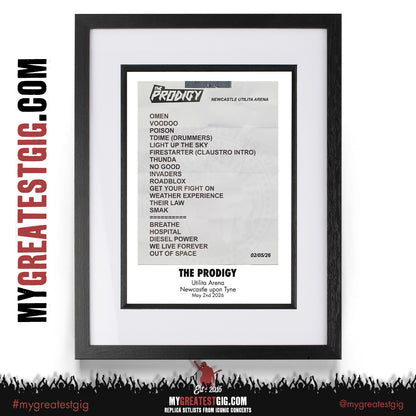 The Prodigy - Warrior's Dance Tour 2026 -  Replica Setlist Posters
