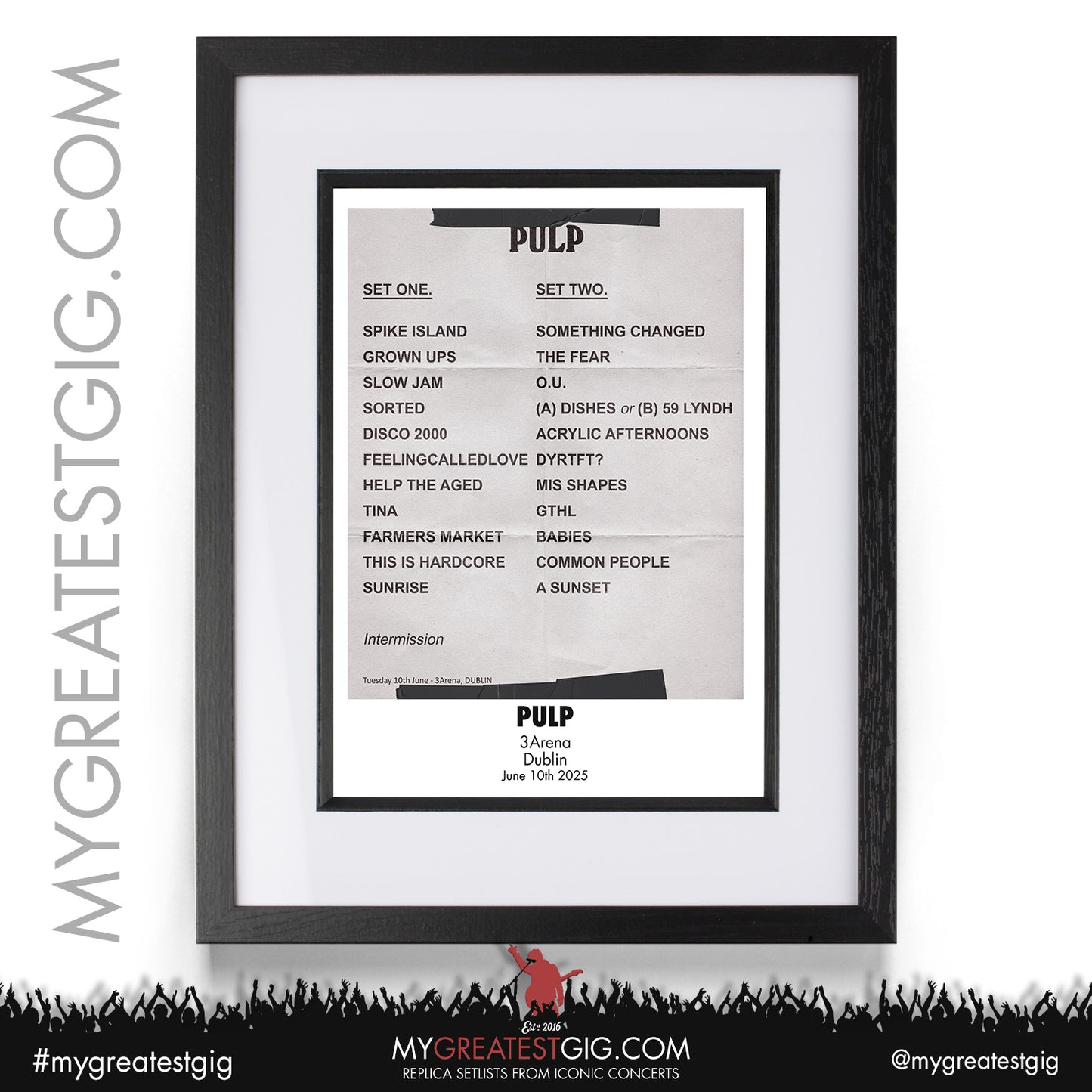 Pulp - You Deserve More: Live 2025 Tour - Replica Setlist Posters