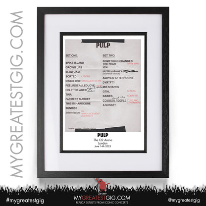 Pulp - You Deserve More: Live 2025 Tour - Replica Setlist Posters