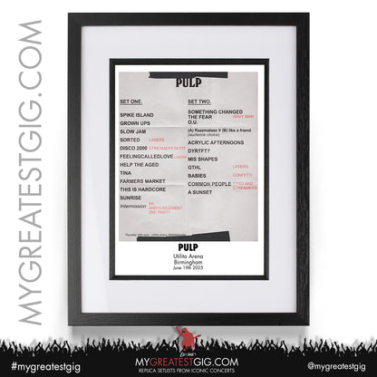 Pulp - You Deserve More: Live 2025 Tour - Replica Setlist Posters