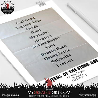 Queens Of The Stone Age - Japan - July 28th 2002 Recreated Setlist Poster