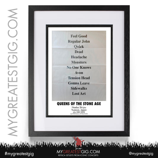 Queens Of The Stone Age - Japan - July 28th 2002 Recreated Setlist Poster