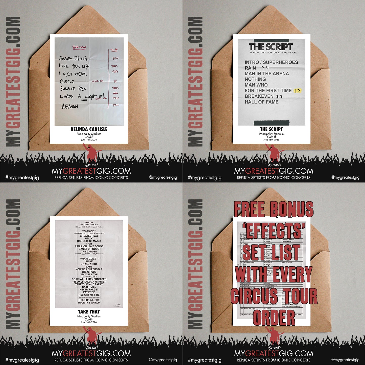 Take That - The Circus Live 2026 Tour - Replica Setlist Posters