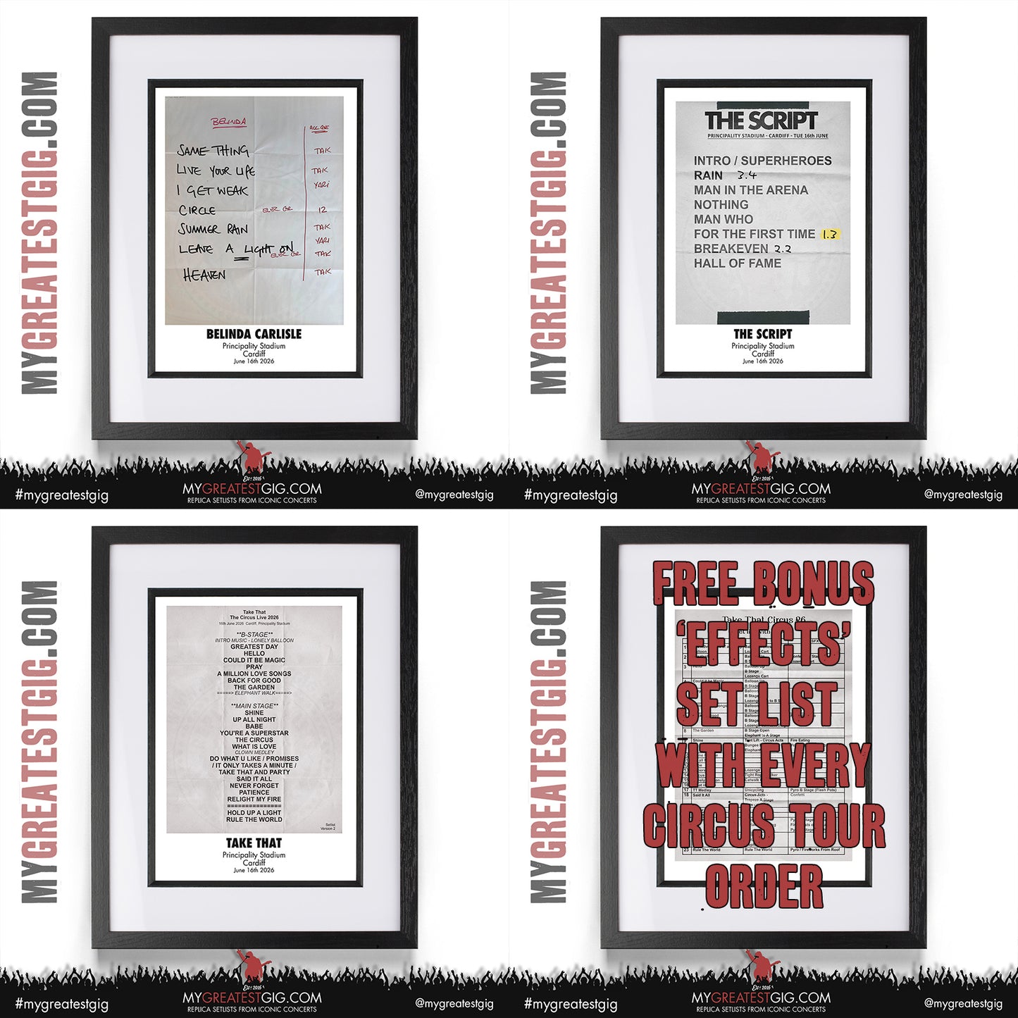Take That - The Circus Live 2026 Tour - Replica Setlist Posters