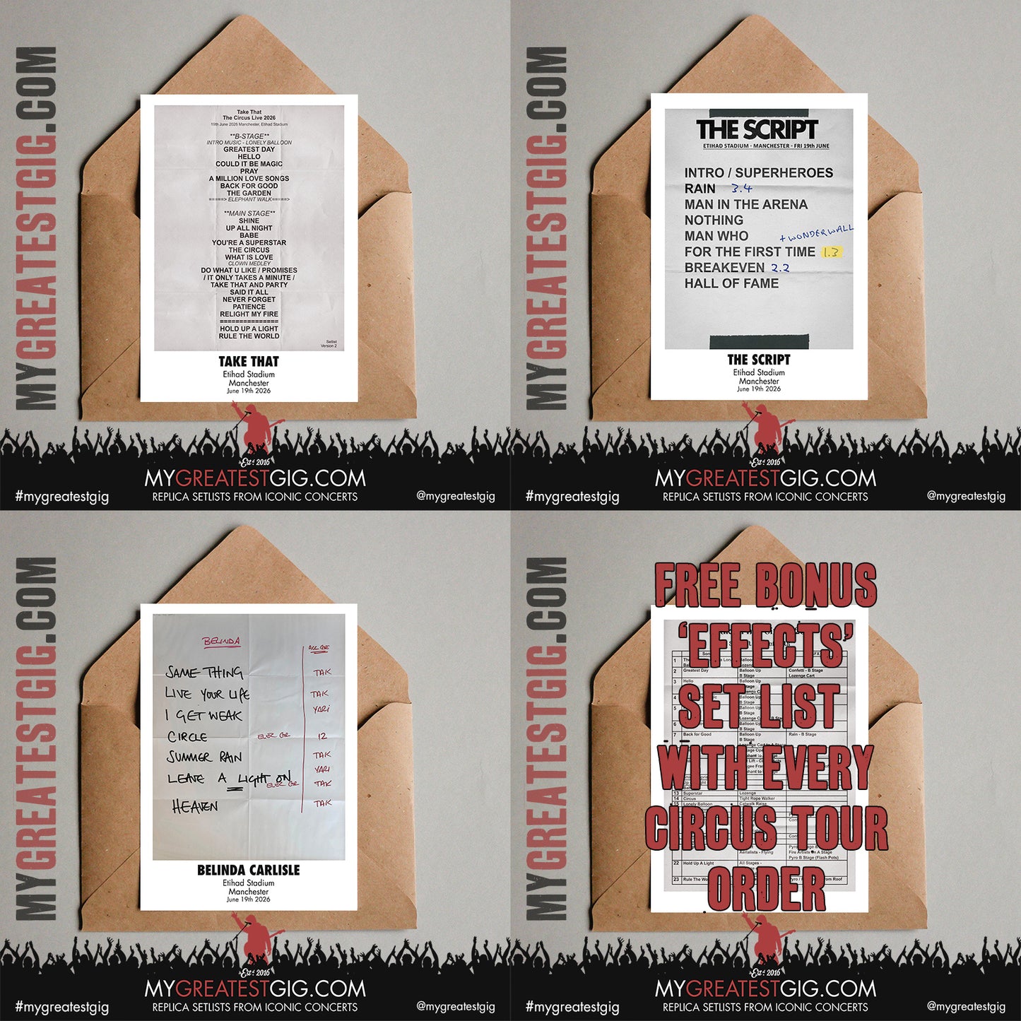 Take That - The Circus Live 2026 Tour - Replica Setlist Posters