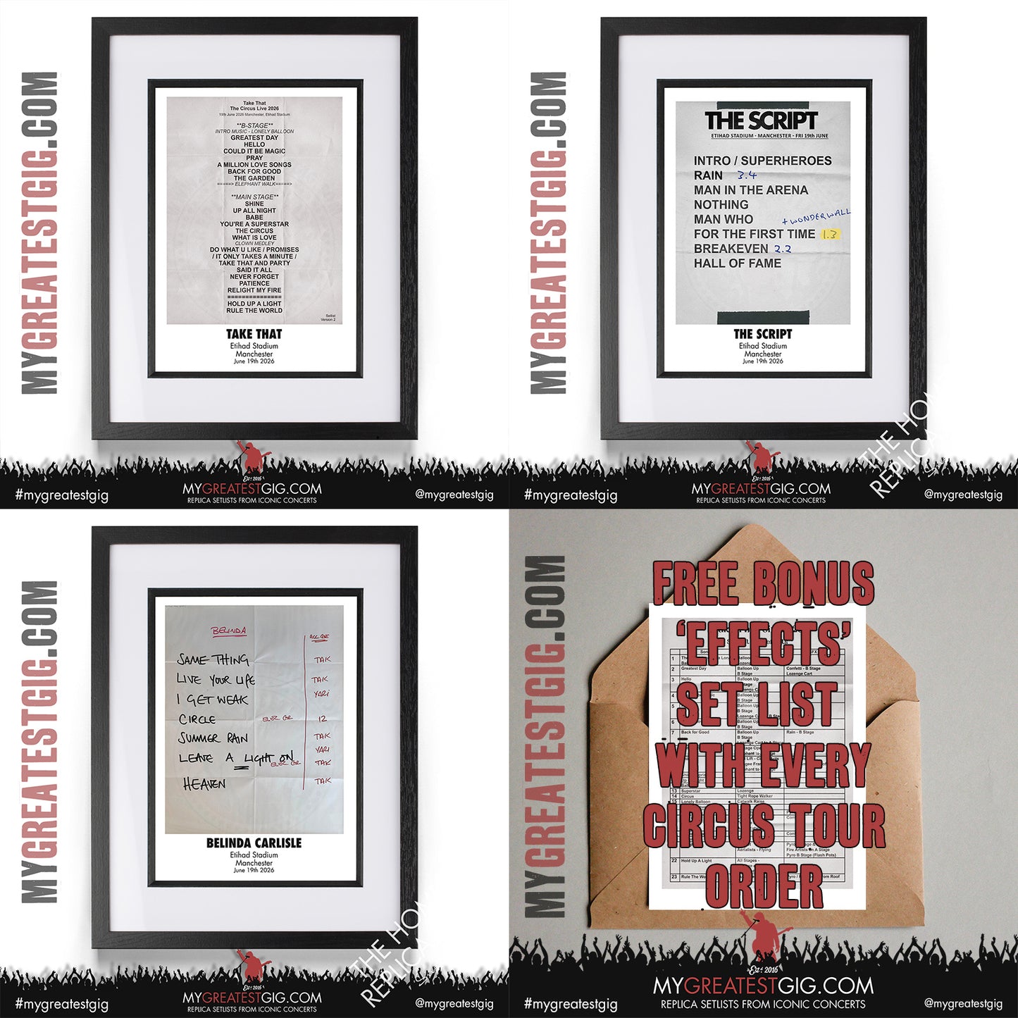 Take That - The Circus Live 2026 Tour - Replica Setlist Posters