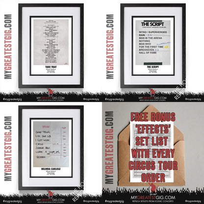 Take That - The Circus Live 2026 Tour - Replica Setlist Posters