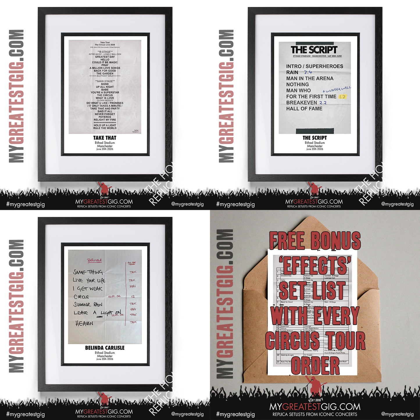 Take That - The Circus Live 2026 Tour - Replica Setlist Posters