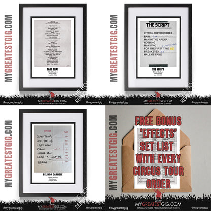 Take That - The Circus Live 2026 Tour - Replica Setlist Posters