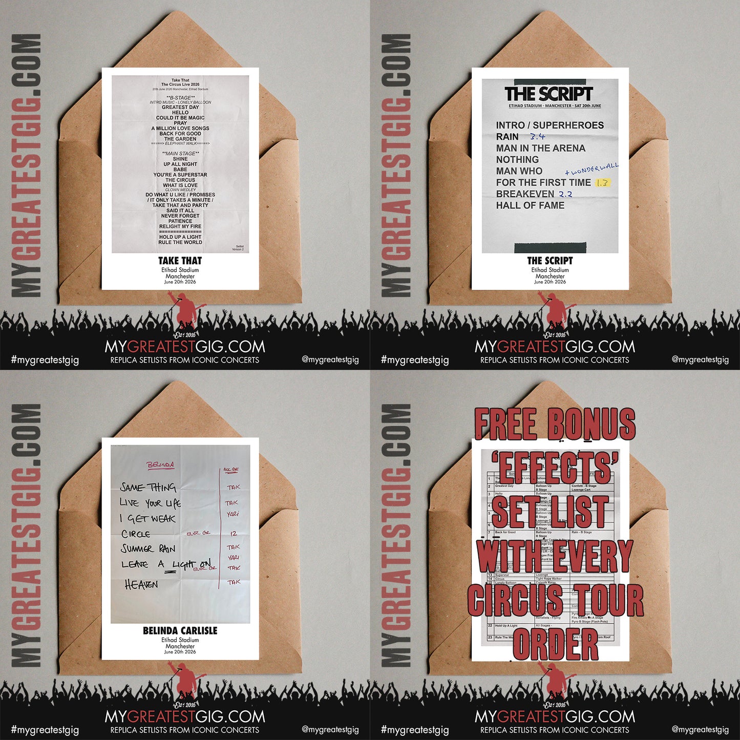 Take That - The Circus Live 2026 Tour - Replica Setlist Posters