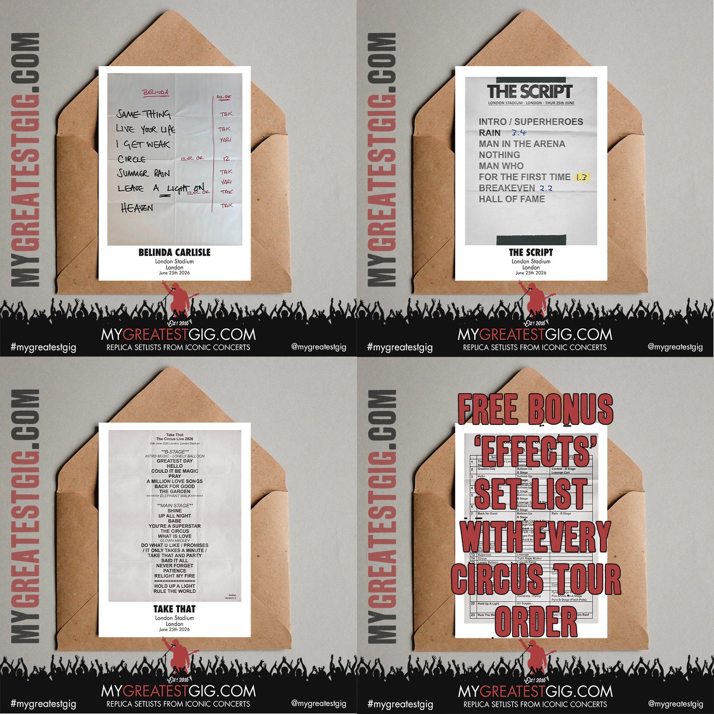 Take That - The Circus Live 2026 Tour - Replica Setlist Posters