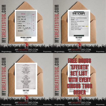 Take That - The Circus Live 2026 Tour - Replica Setlist Posters