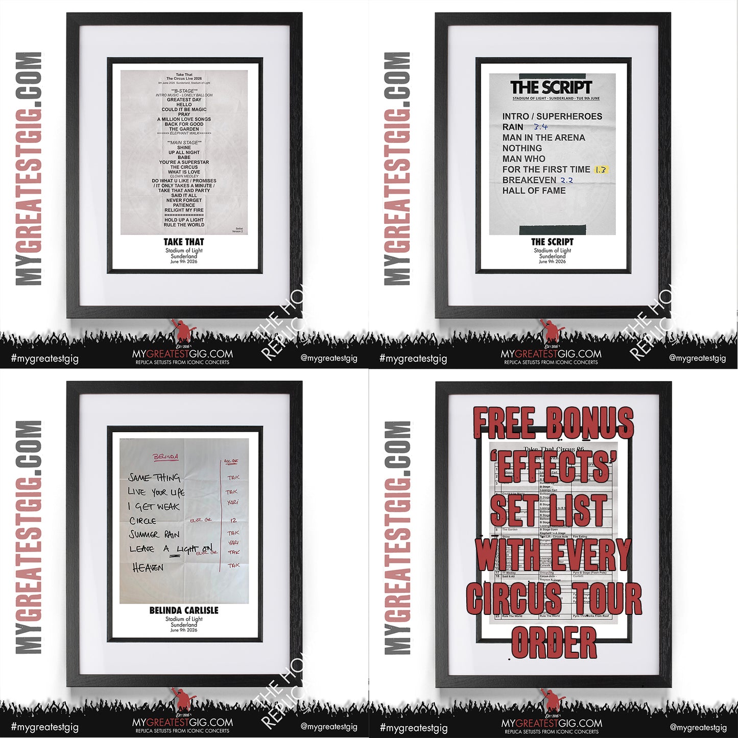 Take That - The Circus Live 2026 Tour - Replica Setlist Posters