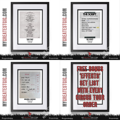 Take That - The Circus Live 2026 Tour - Replica Setlist Posters