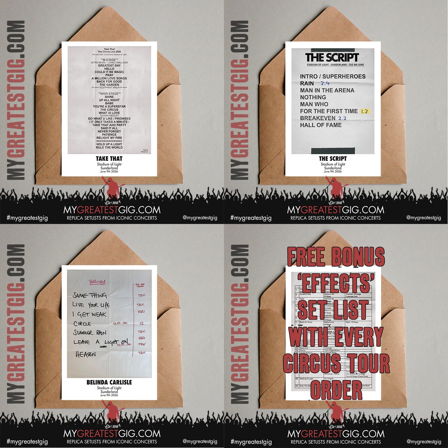 Take That - The Circus Live 2026 Tour - Replica Setlist Posters