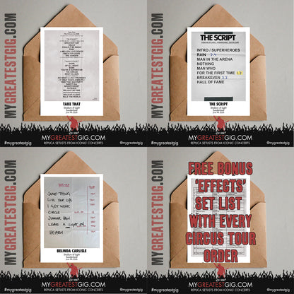 Take That - The Circus Live 2026 Tour - Replica Setlist Posters