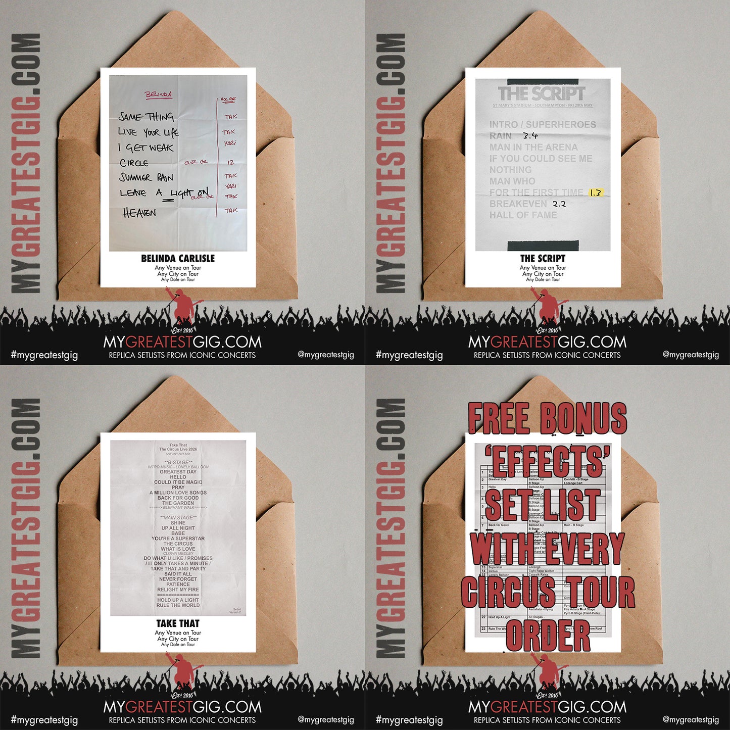 Take That - The Circus Live 2026 Tour - Replica Setlist Posters