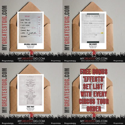 Take That - The Circus Live 2026 Tour - Replica Setlist Posters