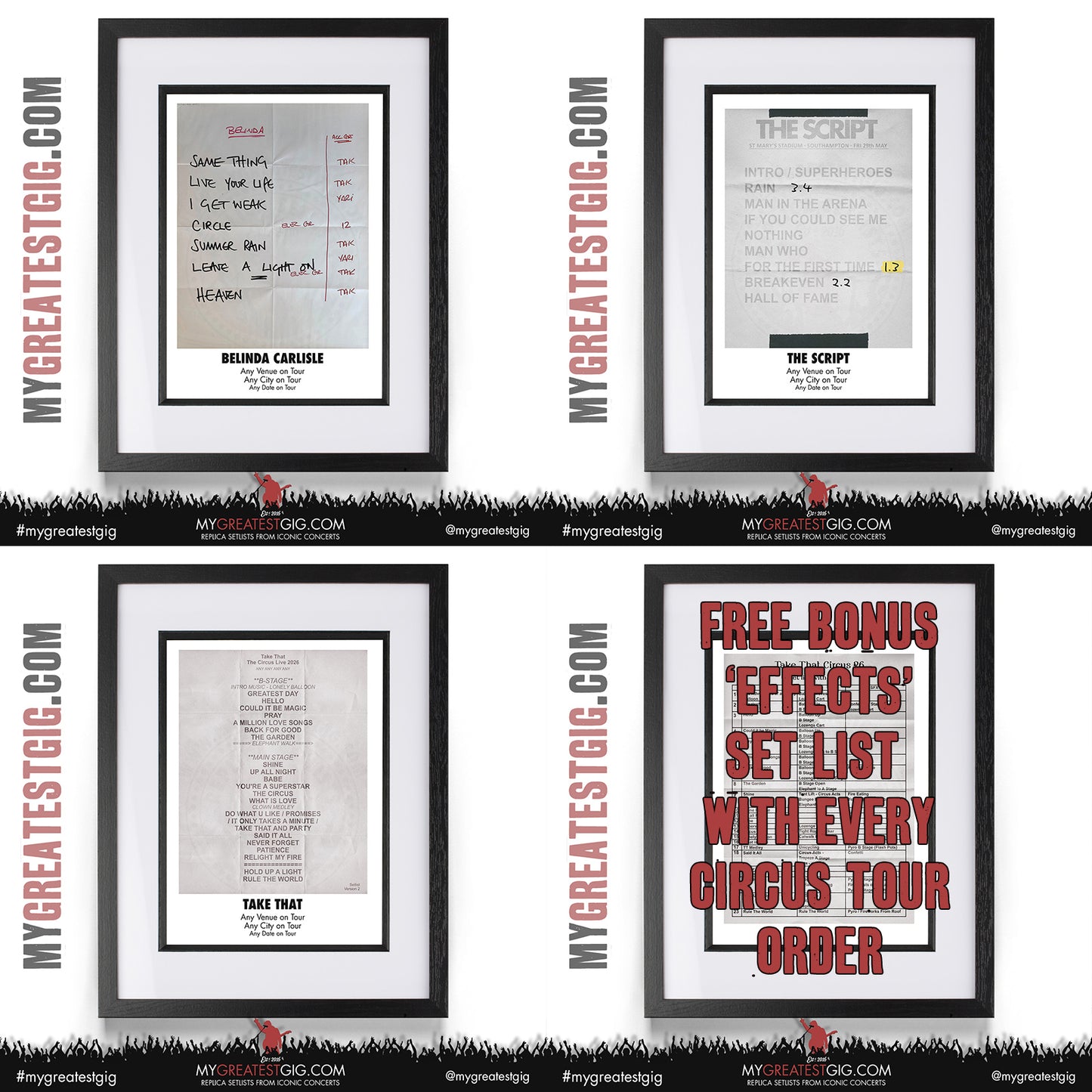 Take That - The Circus Live 2026 Tour - Replica Setlist Posters