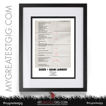 Queen + Adam Lambert - London - June 8th 2022 Recreated Setlist Poster