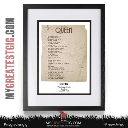 Queen - Wembley - May 13th 1978 Recreated Set List Poster